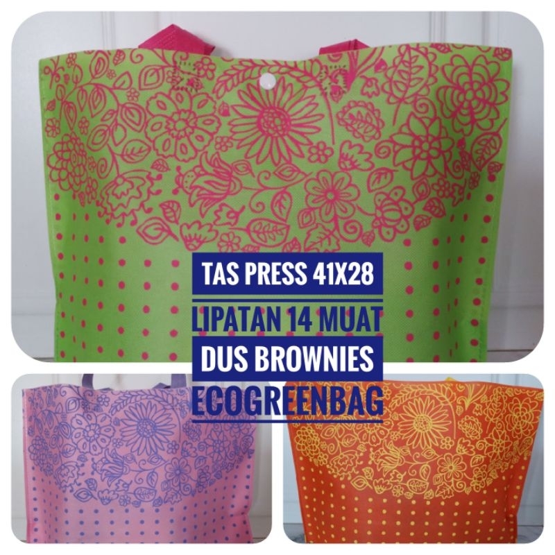 

GOODIEBAG MOTIF / TEMPAT OLEH-OLEH / HAMPERS / KOTAK BROWNIES UK 28X41 MUAT DUS 24X14 CM