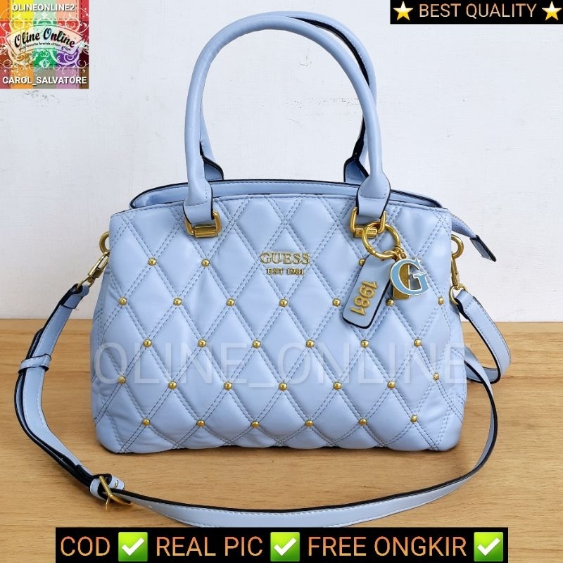 tas triana satchel office bag women studded manik manik paku quilted sage green crystal blue white beige pink black ready stock tas besar muat banyak roomy 3 sekat 4g tali panjang jinjing gs cirebon indramayu majalengka kuningan losari ciledug sindanglaut