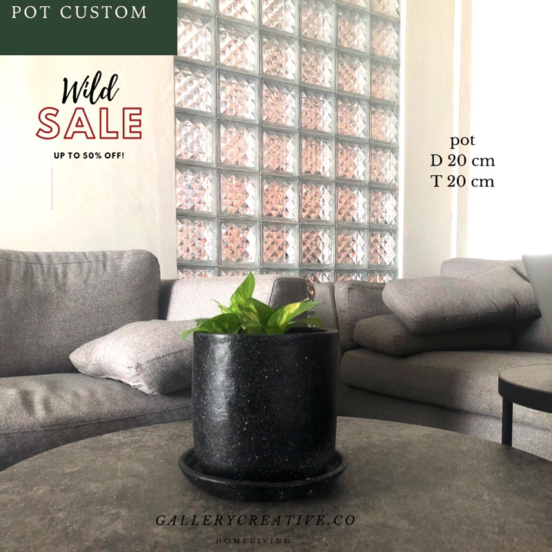 vas bunga aestehtic - vas meja - vas hitam