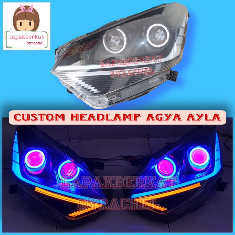 paket headlamp agya ayla facelift custom projector dan lazy eyes agya ayla 1200
