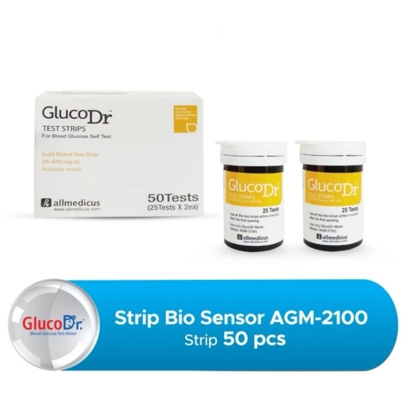 Strip GlucoDr Biosensor Code 8 / Cek Gula Darah isi 50 Strip