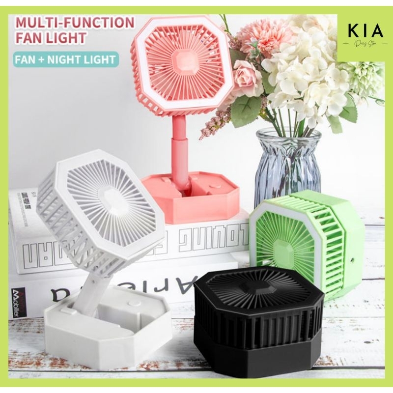 Kipas Angin Lipat Macaron LED Mini Portable Multifungsi Folding Mini Fan Rechargeable