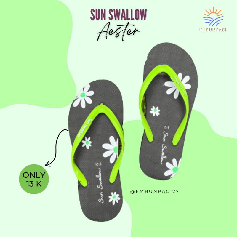 Sandal Jepit Wanita Motif Bunga Aster/Aester Sun Swallow