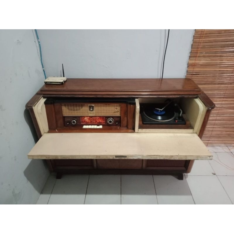 Radio Philips Turntable Garrard Tube Cabinet