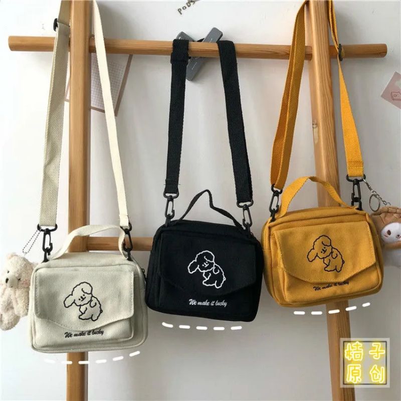 DOG tas selempang Sling bag mini tas selempang wanita kanvas murah