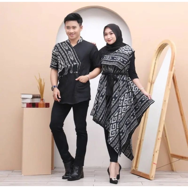 READY STOK baju couple tenun jepara - set baju tenun couple kondangan - baju couple kondangan - set 