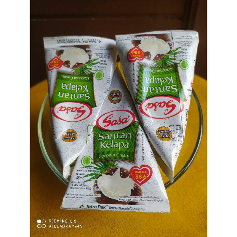 Santan Sasa cair 1paket isi3pc free 1mangkok