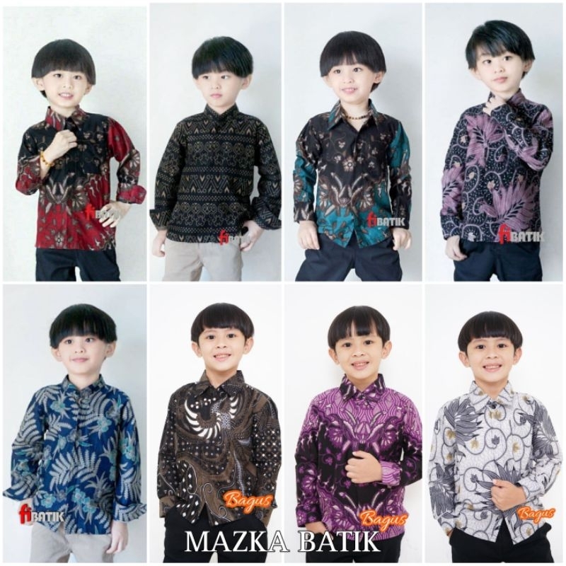 KEMEJA BATIK ANAK COWOK BAJU BATIK ANAK LENGAN PANJANG UMUR 2-13 TAHUN