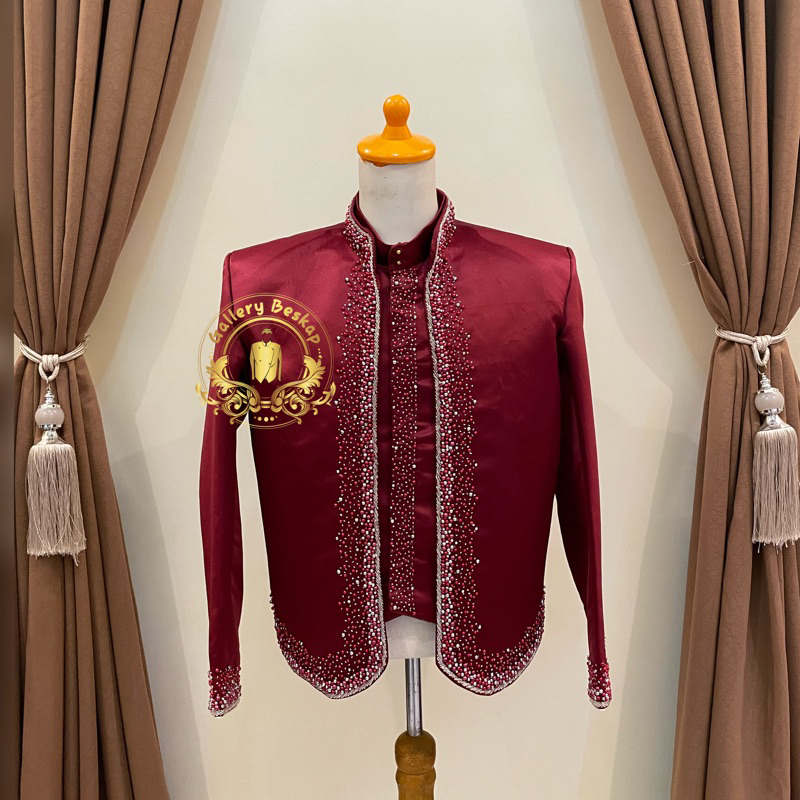 READY Beskap solo maroon/ beskap pengantin jawa / hewes