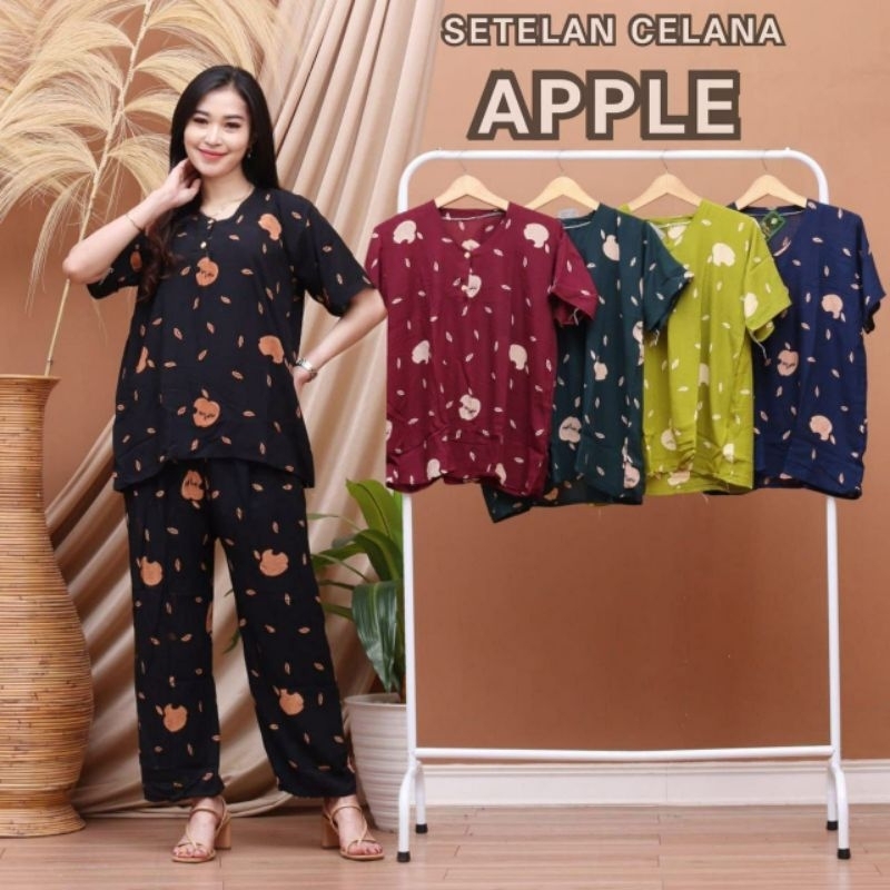 Setelan Jumbo Rayon Wanita Kekinian Piyama Baju Tidur Busui Kancing Depan Terbaru