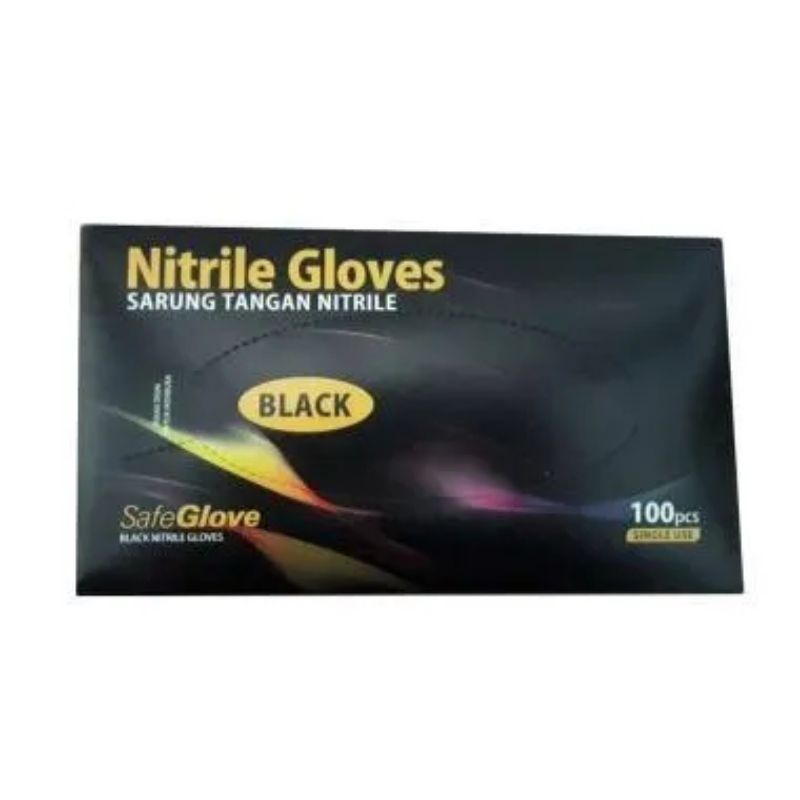 SARUNG TANGAN NITRILE FREE POWDER COSMOMED SARUNG TANGAN NITRILE BLACK BOX ISI 100'S #AMG