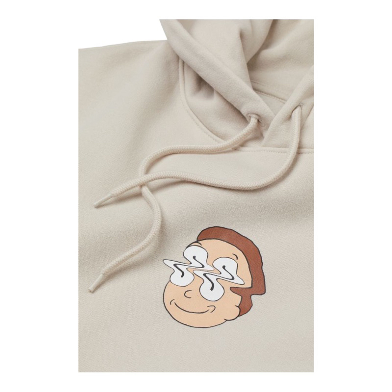 ( 8.8 ) Hoodie H&amp;M Unisex Sablon Rick and Morthy Cream, Flecee Katun Lembut Tebal, Free Papperbag