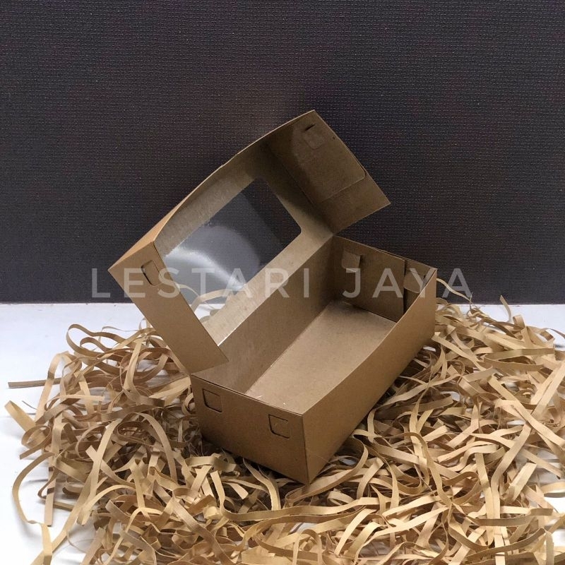 Box Kraft Coklat LAMINASI JENDELA Untuk Kotak Kue Roti Bolu Gulung Snack 20x10x7 cm