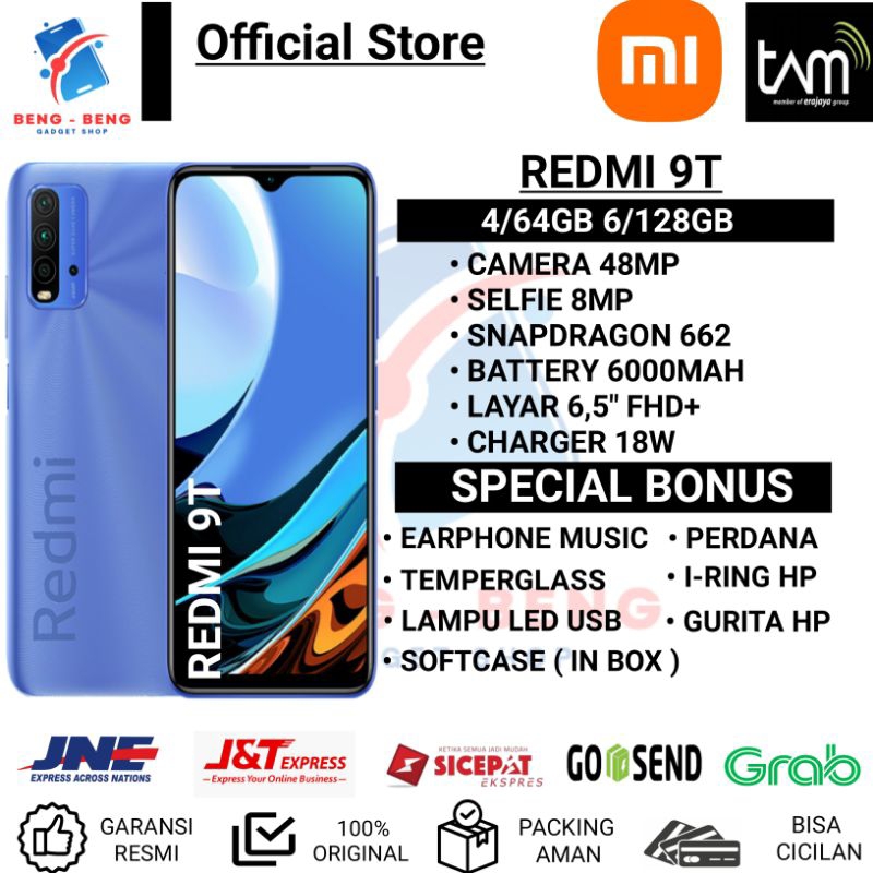 XIAOMI REDMI 9T RAM 6/128GB 4/64GB GARANSI RESMI TAM - BONUS
