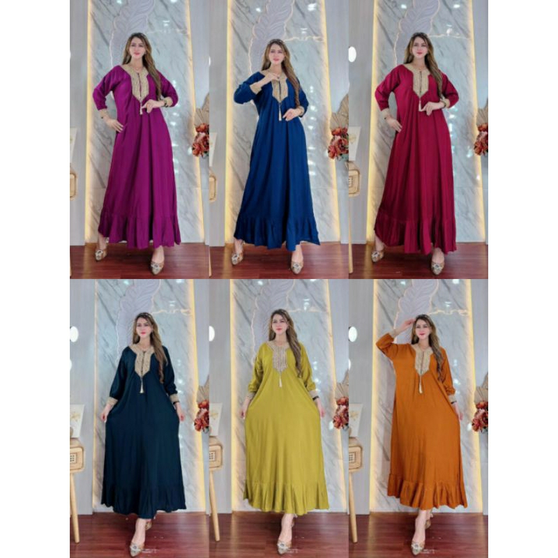 GAMIS DUBAI RENDA JUMBO GAMIS DUBAI ARABIAN GAMIS ARAB LD 115cm  GAMIS VIRAL TERBARU TERLARIS KEKINI