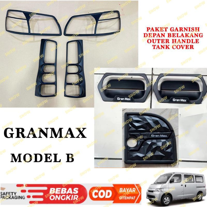 Paket Garnish Depan Belakang Outer Handle Tank Cover Gran Max Granmax Hitam Chrome