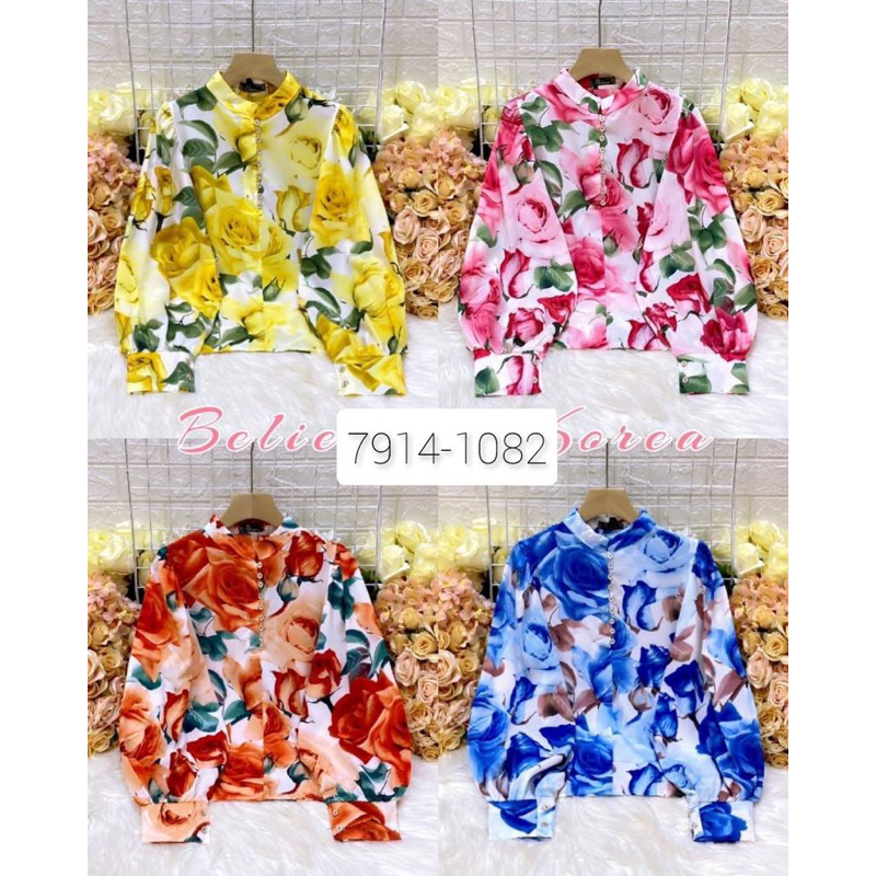 blouse atasan motif bunga bunga import