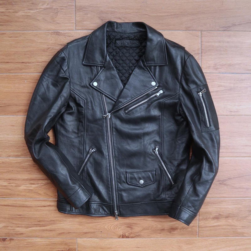 Noir Larmes Jaket kulit asli rider ramones pl bekas preloved second