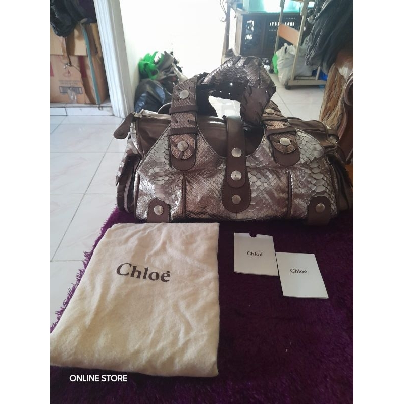 Chloe bags Silverado Argent Python Calfskin Satchel