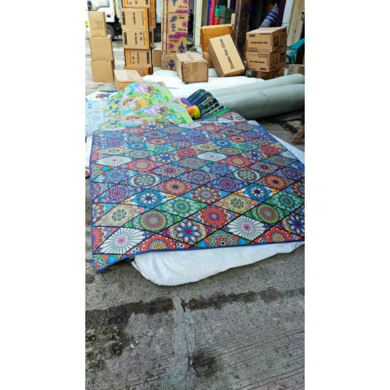 Tikar spons/sponge/tikar panbest motif bolak balik 180 x 180cm