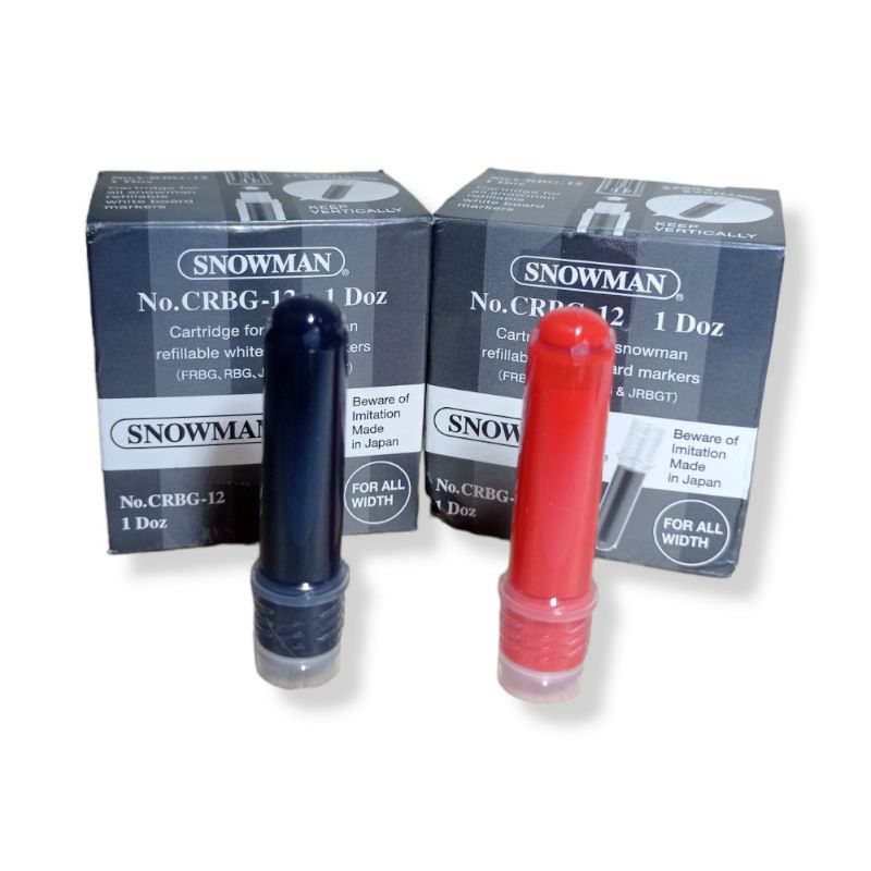 Refill Isi Ulang Spidol Whiteboard Refillable Snowman CRBG-12 Cartridge Warna Hitam Merah Biru