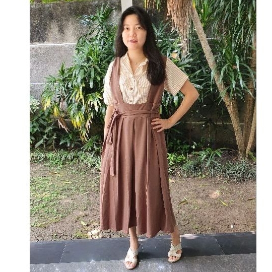 Benang Kancing - ALIKA OVERALL - dress overall korean style - big size - baju lebaran ramadhan big s