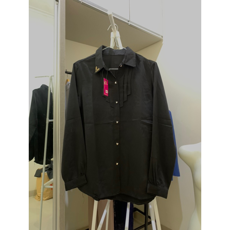 KEMEJA HITAM POLOS FORMAL KASUAL WANITA