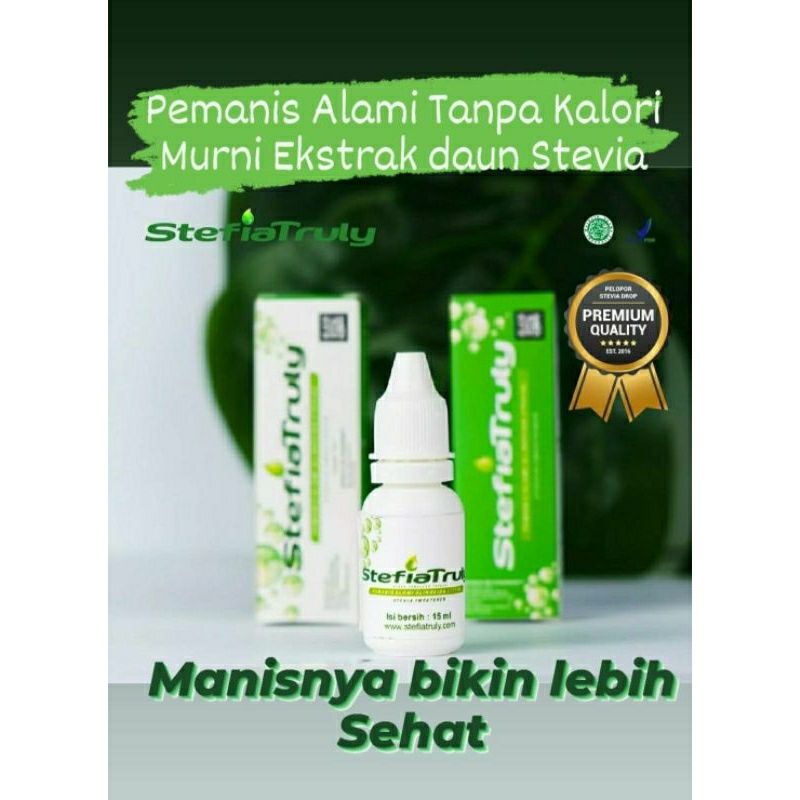 

ASLI Stevia Cair 100% Murni Ekstrak Daun Stevia Rebaudiana Alami dan Tanpa Kalori merk Stefia Truly, Manisnya bikin Lebih Sehat dan Barang Berkualitas Resmi BPOM Produk Asli CV Sarsy Sinar Stevia dengan Kualitas Premium Lebih Hemat penggunaannya