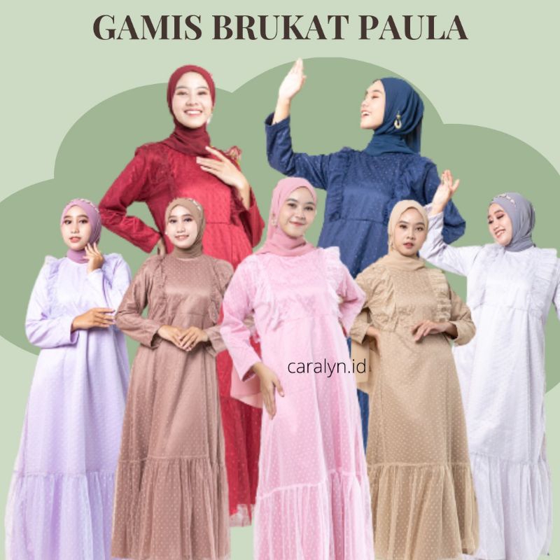 GAMIS BRUKAT TERBARU 2023MEWAH KEKINIAN DRESS BRUKAT MUSLIM TILE MEWAH PAULA