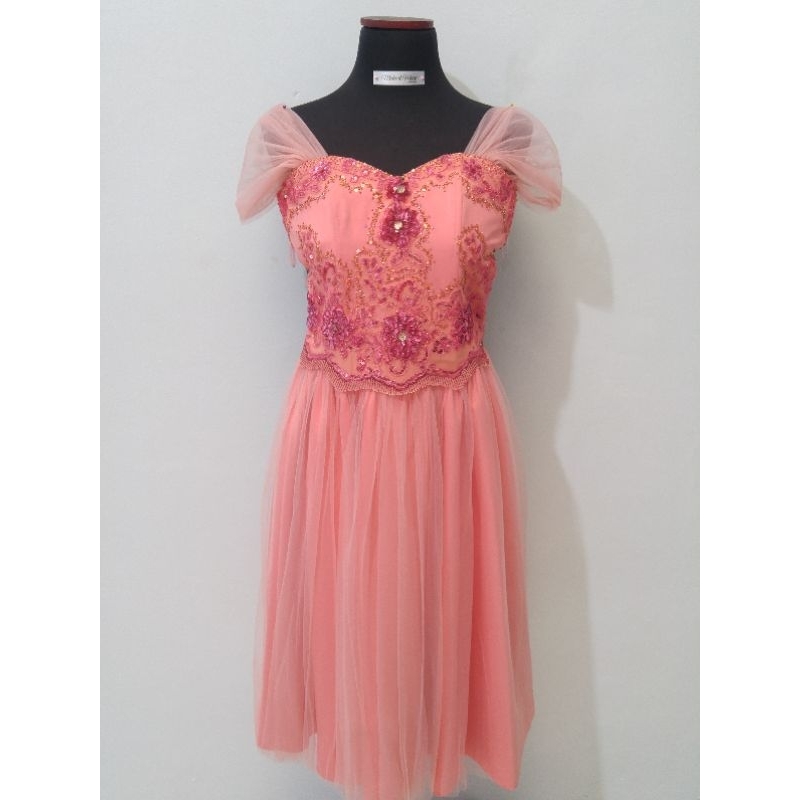 preloved midi dress peach gown for bridesmaid