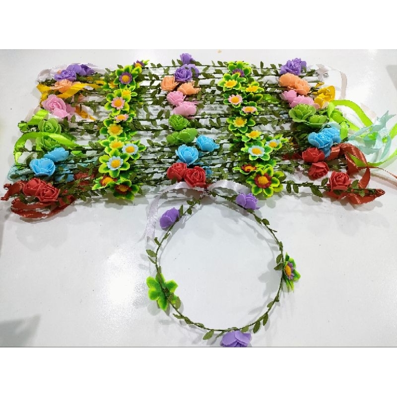 Flower crown/ bando bunga melingkar/ bando bunga kawat