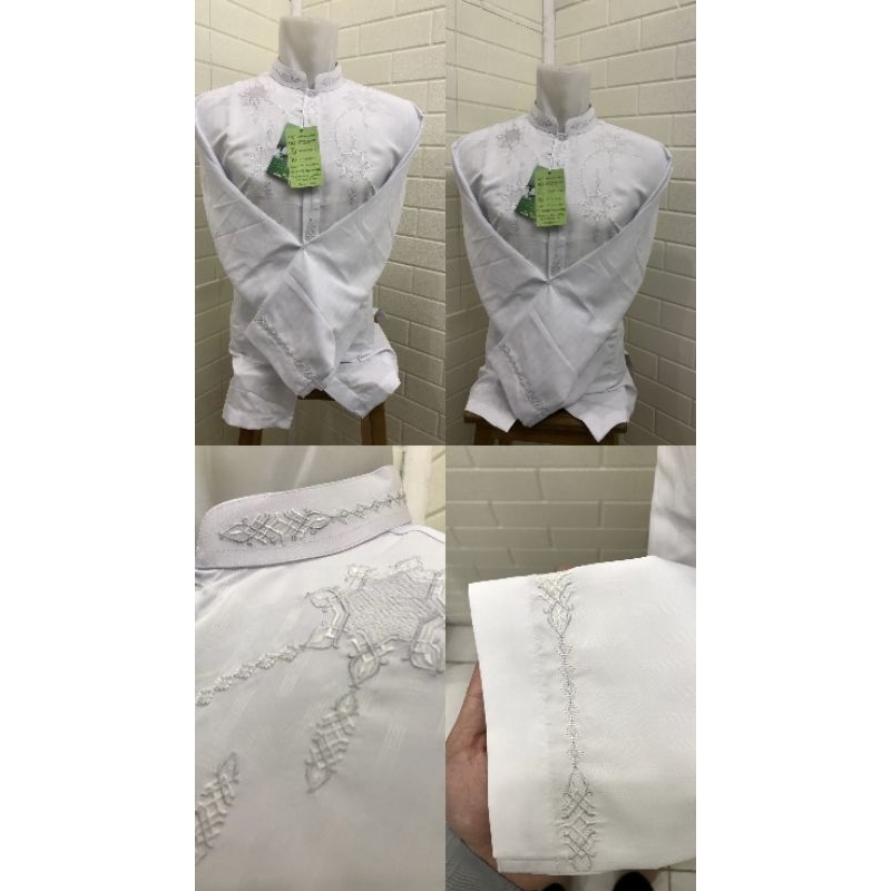 Baju Koko Almia Lengan Panjang Pria Dewasa Koko PUTIH Baju Koko Bordir Al Mia MT