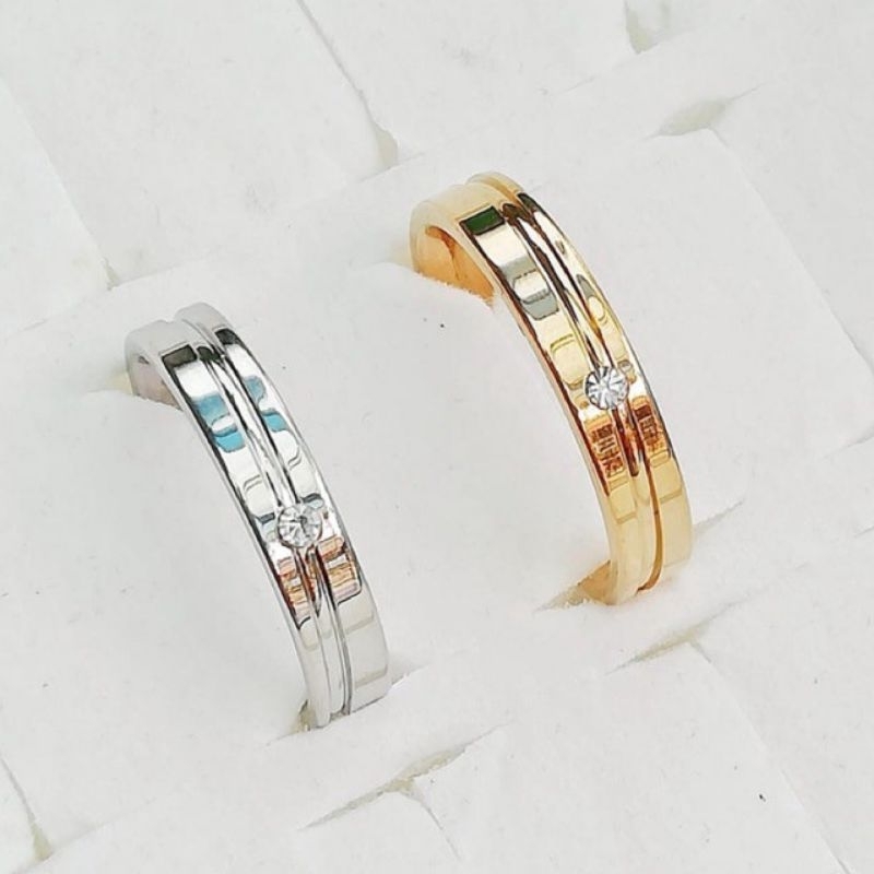 Cincin Titanium Couple Gold Silver Polos | Cincin Pria / Wanita