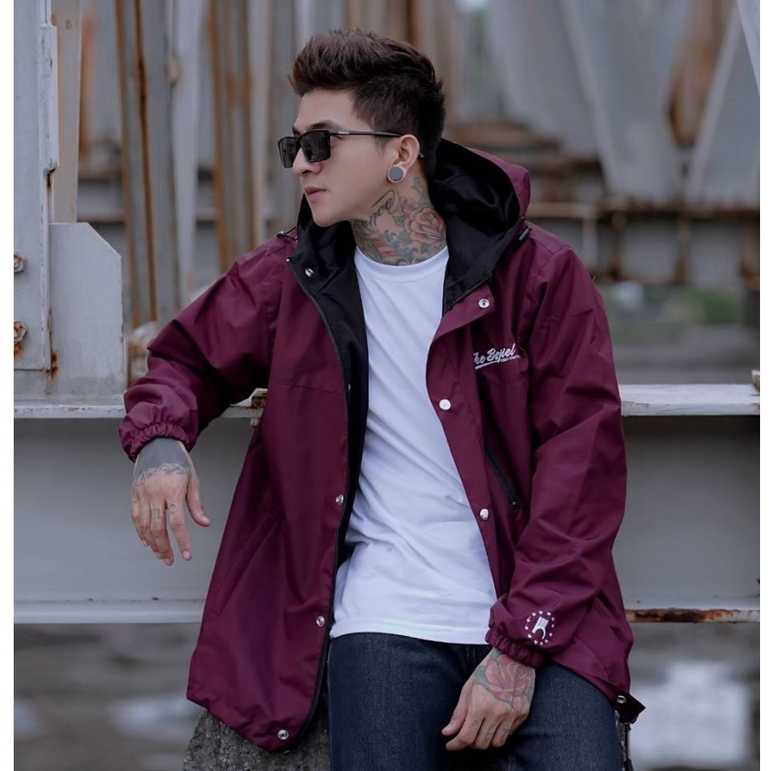 Maroon Jaket The Bojiel Jaket Parasut Jaket Outdoor Helty Mpy