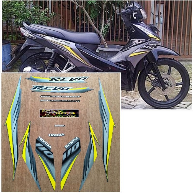 Striping original Honda Revo 110 silver kuning tahun 2009