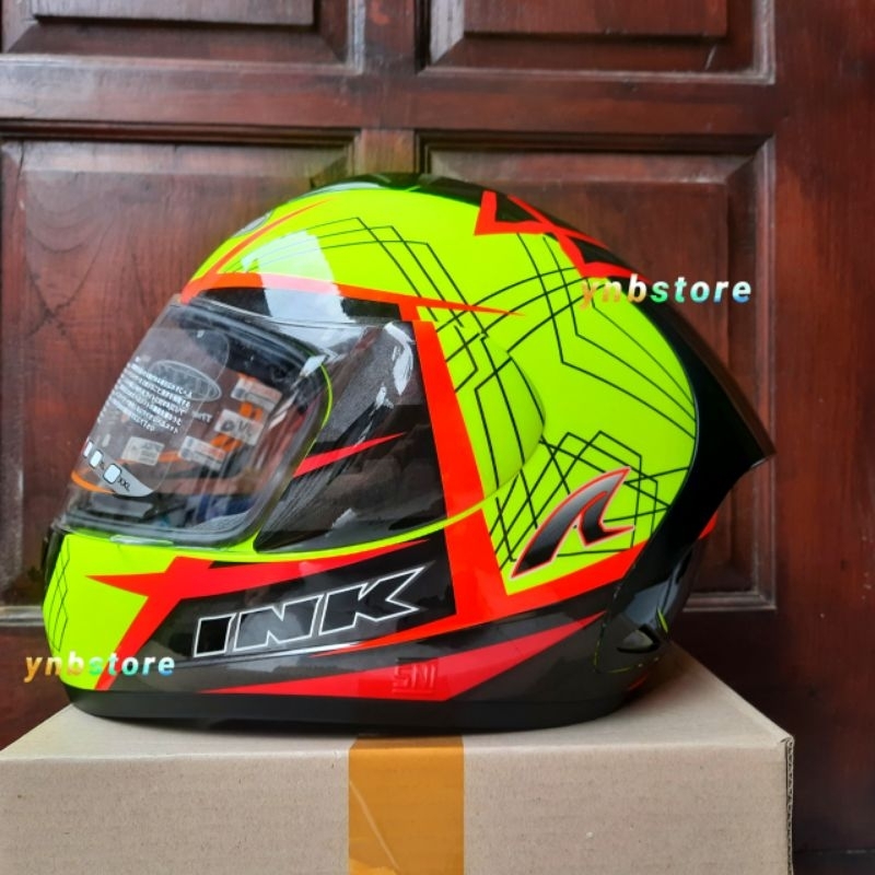 Helm INK CL MAX Seri 3 Yellow Fluo Red | Helm Fullface INK CL MAX #3 Yellow Red Original | INK Full 