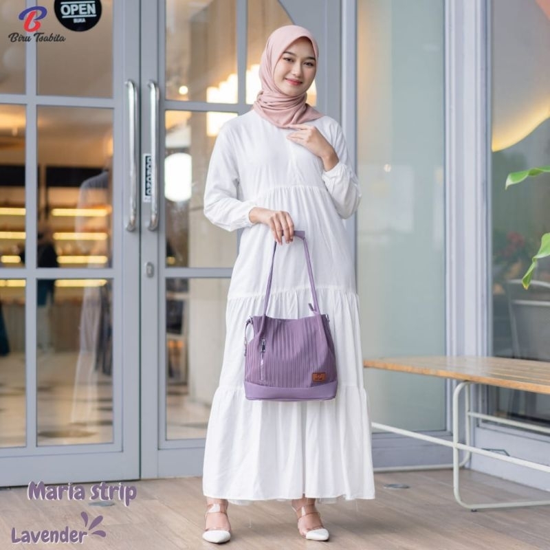 MARIA STRIPE BY BIRU TSABITA BAHAN CHOCOLY ANTI AIR WATERPROOF PREMIUM TAS KERJA KULIAH KANTOR