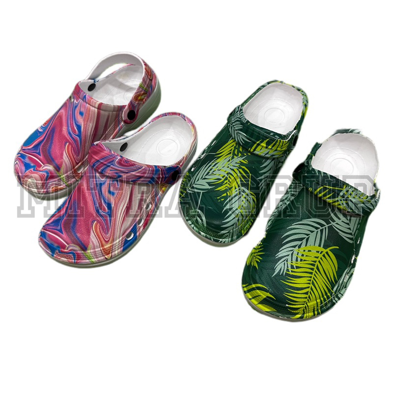 Sandal Kodok Dewasa Motif Pelangi/Daun Size 36-44/Sandal Dewasa Motif Sandal Baim Promo Sen