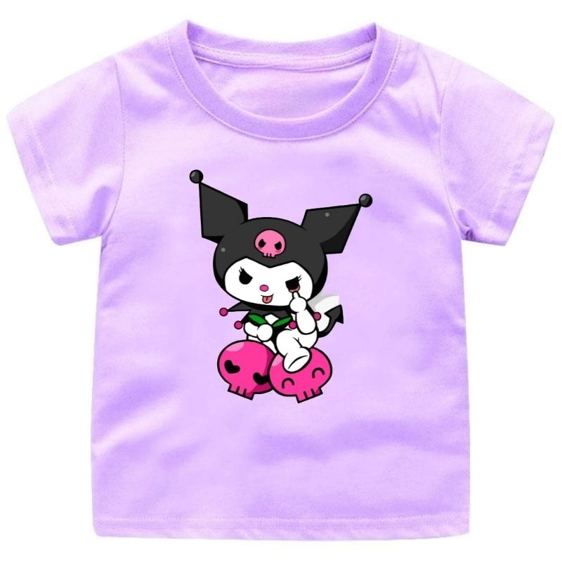 BAJU KAOS KUROMI LUCU ANAK CEWEK 1-12TAHUN UKURAN S.M.L.XL.XXL.3XL/ATASAN KAOS ANAK KEKINIAN MOTIF KUROMI