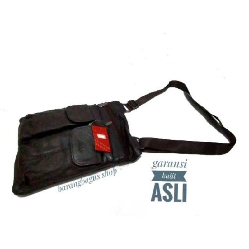 Tas Selempang selendang kulit pria cowok cowo logo JEEP import (garansi  kulit asli)