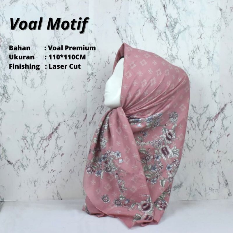 Jilbab Segi Empat Motif Terbaru/Hijab Voal Segi Empat Motif/Kerudung Voal Motif Ori Varisha