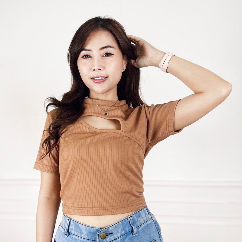 Atasan crop wanita Rib (Crop yuka) Atasan wanita terbaru knit top