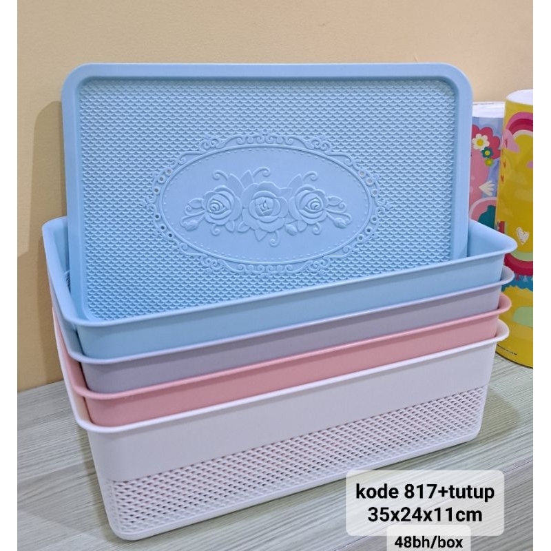 keranjang plastik pakai tutup/storahebox murah/kotak plastik/kode 817