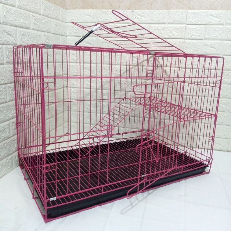 kandang kucing size L 60x40x50( besi tebal , bukaan ke samping , Ada pintu atas , Ada tangga )