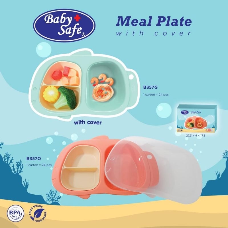 Baby Safe Meal Plate With Cover (B357) - Piring Makan Bayi &amp; Anak