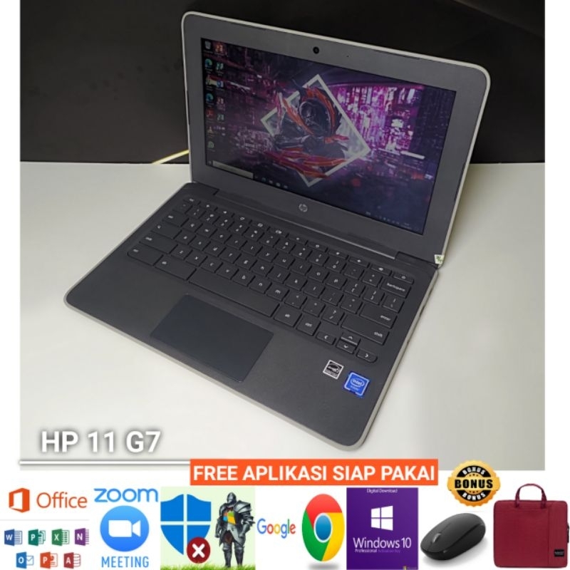 laptop Hp 11 G7 7260N Ram 4GB/128GB + 32Gb SSD  Intel  N3060 windows 10 like New No minus promo