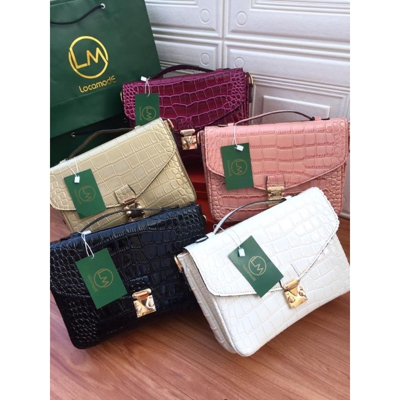 TAS SELEMPANG WANITA LOCAMODE METIS CROCO FREE PAPERBAG