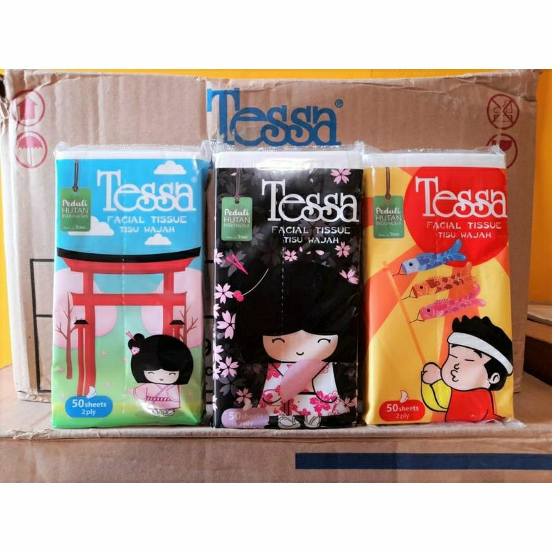 tisu tessa travel 50 sheet facial tissue