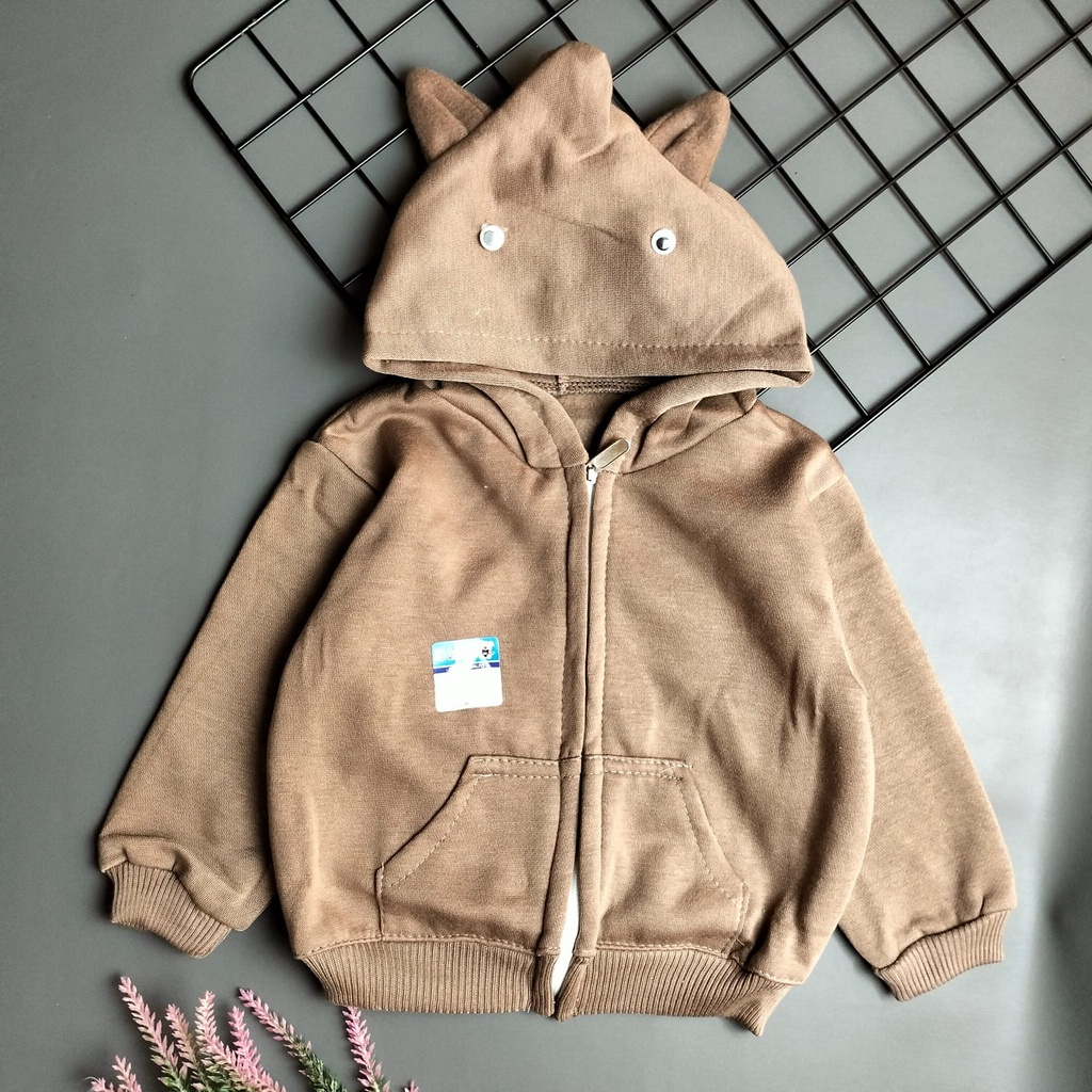 jacket saku bayi polos  3-12 bulan