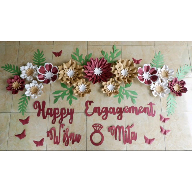 paper flower dekorasi tunangan lamaran background backdrop aqiqah tedak siten wedding anniversary hi